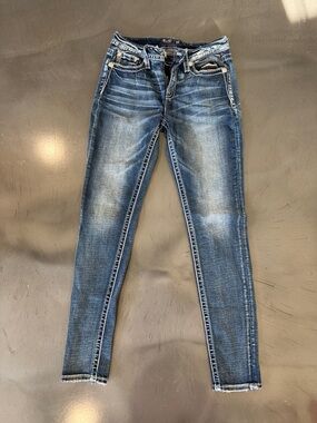 Miss Me Blue Skinny Jeans with Faded Wash